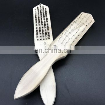 Customized single sided long wooden handle soft wire steel brush