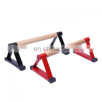 Factory Custom High Quality Iron Triangle Wooden Push Ups Bar Pine Inverted Pole Wooden for Sale