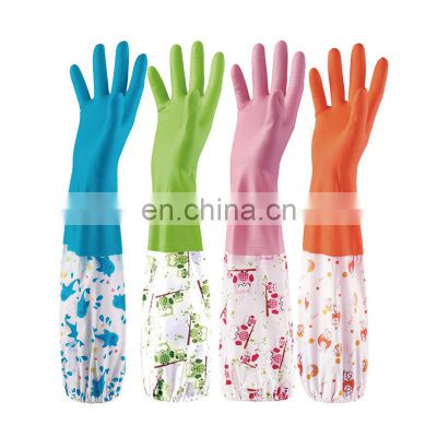 Professional Anti-Allergic Long Sleeve Heat Resistant Kitchen Rubber Dish Washing PVC Rubber Household Cleaning Gloves