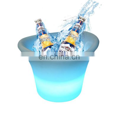Factory Direct Custom Rechargeable Light Up Beer Cooler Plastic Wine Ice Bucket Tongs Double-layer Hotel Bar Wine Bucket