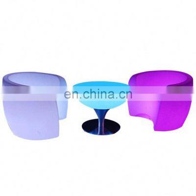 LED plastic PE rotomoulding outdoor furniture sofa chairs set / illuminated bar lounge chaise sofa table chair RGB color