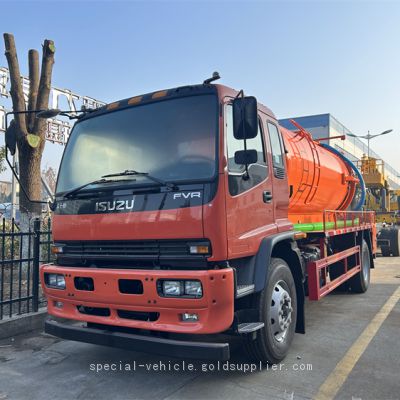12 ton Sewage suction truck with high-pressure flushing function made in China