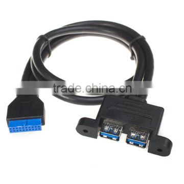 2 Port USB 3.0 Female Screw Mount Type to Motherboard 20pin Header Cable 10cm