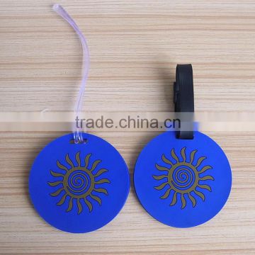 Custom Made Blue Color Double Side Sun Round Baggage Tag Airline