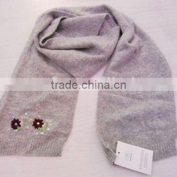 fashion lady rabbit fur embroidery knitted scarf