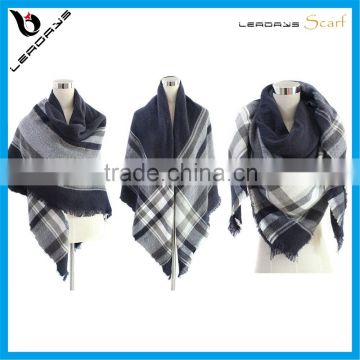 blanket square oversize black and white tartan shawl
