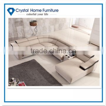 Cream leather living room sofa