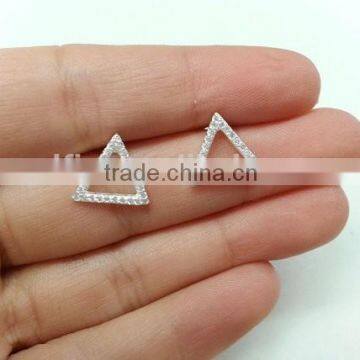 Hot Sale 925 Sterling Silver CZ Triangle Stud Earring