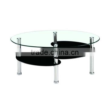 Modern Affordable Stylish Black Glass Coffee Table Chrome Legs