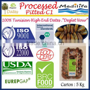 Organic Processed Dates without seeds,Tunisian High Quality Dates "Deglet Noor" Category Dates,Processed Pitted Dates C1,5 Kg