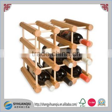 factory price pine Wood 12-Bottle Wine Rack, Natural