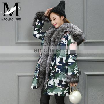 2016 Fashion Super Warmer Young Woman Feather Down Coat Fur Woman / Down Coat with Fur Trim Hood