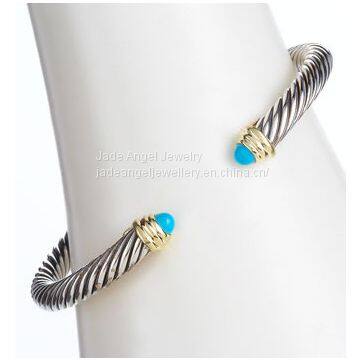 Sterling Silver 5mm Turquoise Cable Classics Cuff Bracelet