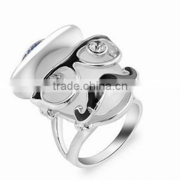 Female male Diamond wrapped ring enamel flower wedding rings fashion titanium steel ring jewelry Love cute man with bigote gafa