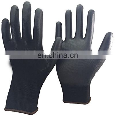 HUAYI Black Polyurethane glove Palm Coated Safety Work Gloves for Precision Work