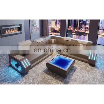 couch living room sofa modern furniture LED coffee table leather sofa set living room