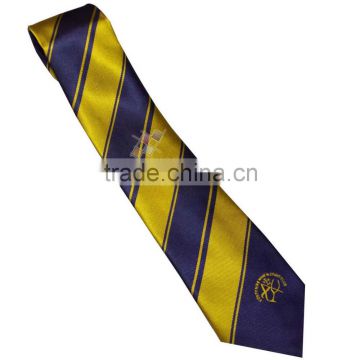 Club strip tie in yellow & blue with logo