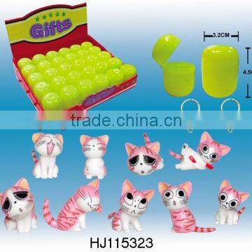 PVC Toys Keyring Toys Cat With Eggshell, Plastic Toys Keychain 30pcs