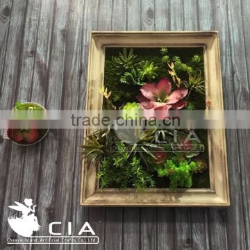 Artificial Plant Wall Art , Household Decoration Green Wall Art , Wood Framed Wall Art for Home Decor