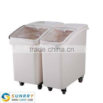 White flour kitchen plastic garbage trash bin with wheels made of PP/PC