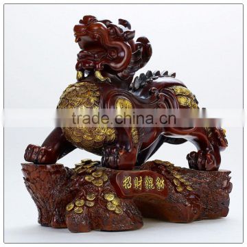 Wooden color Resin Pi Sou , fengshui pixiu statue hot sales