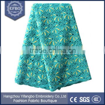 Hot sale teal cord lace fabric 5 yard wholesale nigerian fabrics wedding dress chemical embroidery african guipure lace fabric