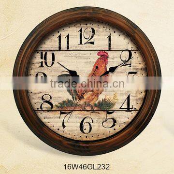 animal dial Retro style large quartz clock wooden wall clock round clock