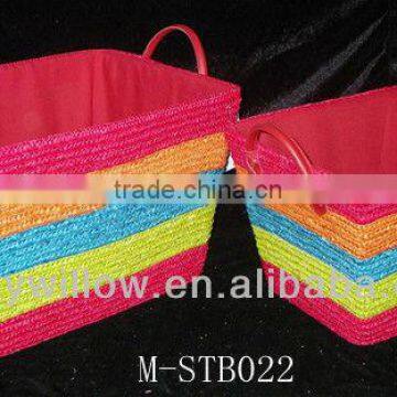 High quality colored straw basket with handle (factory supplier)