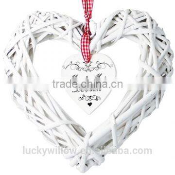 White Wicker Hanging Heart Decoration