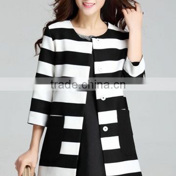 black long design stripe women Autumn stunning coat
