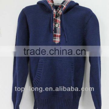 100% cotton pullover children sweater with hood