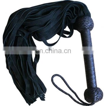 HMB-511A LEATHER FLOGGER 36 TAILS SUEDE SOFT BULLWHIPS ALL BLACK WHIPS