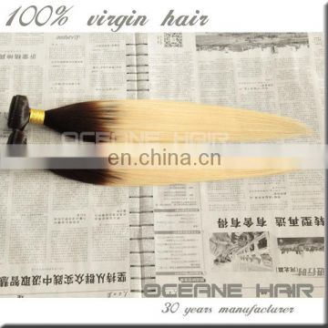 Grade 7A wholesale silk straight hair wave ombre color hair colored 2 tone blonde ombre hair weaves