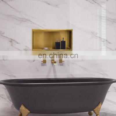 Stainless Steel Single and Double Black Gold White Brushed Nickel Bathroom wall metal recess shower niche shelf