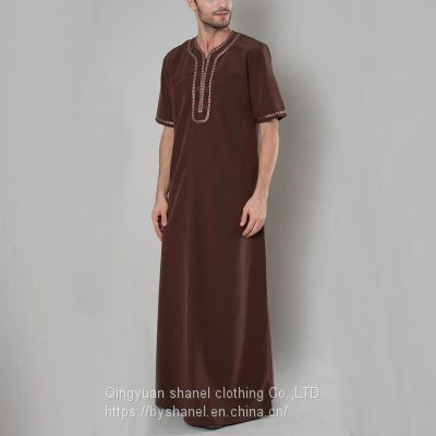 BS-1049856  Men's Muslim Thobe with Short Sleeves
