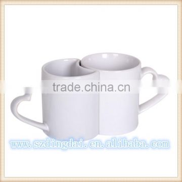 ceramic sun and moon white couple ceramic sun and moon mug sublimation mug heart handle sun & moon11OZ sublimation mug