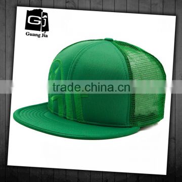 Guangzhou Guangjia Multi panel green half mesh plastic backclosure custom snapback