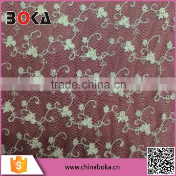 BOKA flower tendril pattern embroidered mesh lace fabric