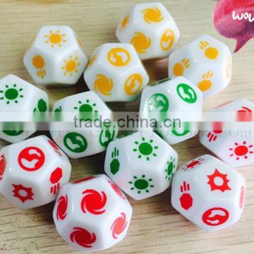 resin 12 sided custom made polyhedral dice with logo printing