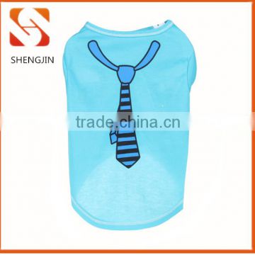 SJ-L6011 Tie print solid blue cotton dog vest pet shirts