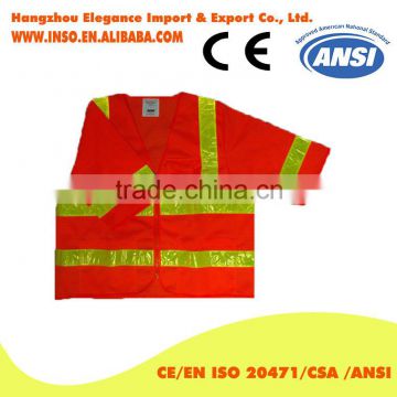 luminous safety vest Short Sleeve Crystal Reflective Tape Red safety vest