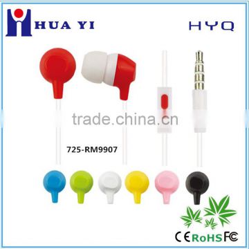 handsfree earphone plastic electroplate earbud for mobile phone with mic