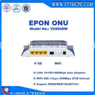 CE Certificated 4GE+WiFi GEPON ONU for FTTH Network Solution