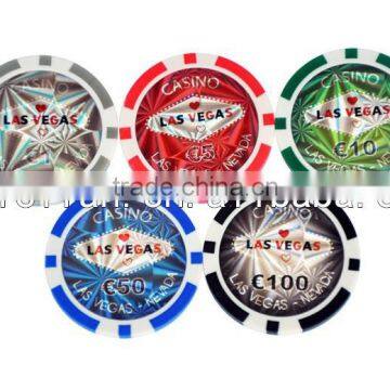 Las Vegas poker chips with refrection sticker denomination sticker