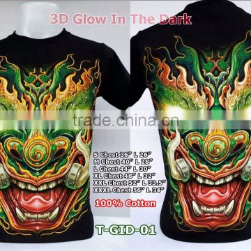 3D glow in the dark T-Shirts with stunning prints on the front and back