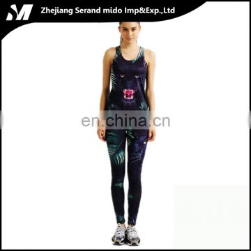Green Leaves Women Printing Sexy Workout Digital Gym Knitted Set