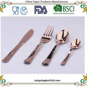 Ningbo PartyKing18 Piece Plastic Gold Flatware Set Looks Like Gold Plastic Cutlery Solid Durable Includes 6 Forks 6 Knives 6 Spoons