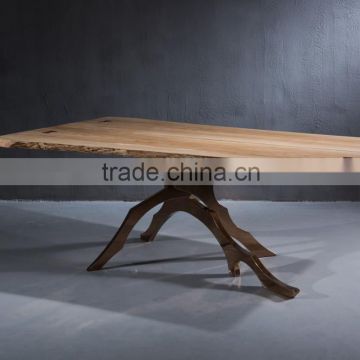 Hot Sale New Model With Stainless Steel Base wooden dining table