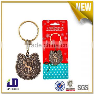 custom fashion letter metal keychain with card package
