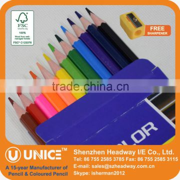 Colored Lead Wooden Pencil Back to School; School Supply Colored Pencil Set with Free Sharpener                        
                                                Quality Choice